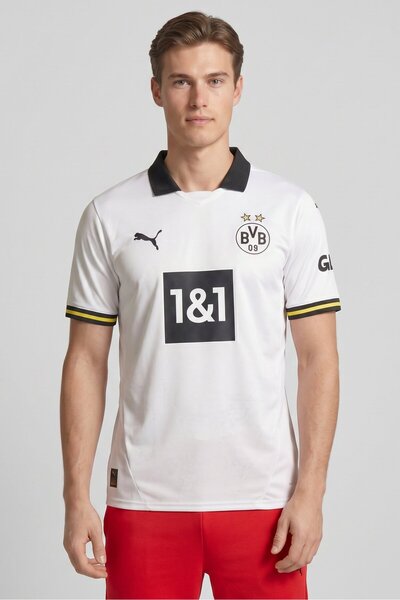 Puma Men Sportswear Fit Short Sleeve BVB 09 Football Polo Shirt, Off White