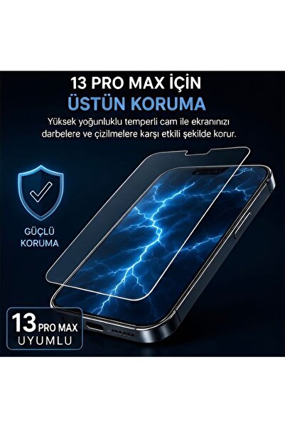 iPhone 13 Pro Max / iPhone 14 Plus Uyumlu Ekran Koruyucu Cam Premium Temperli 9H Kırılmaz Cam HD Şeffaf Çizilme Önleyici Darbe Dayanıklı Parmak İzi Tutmayan