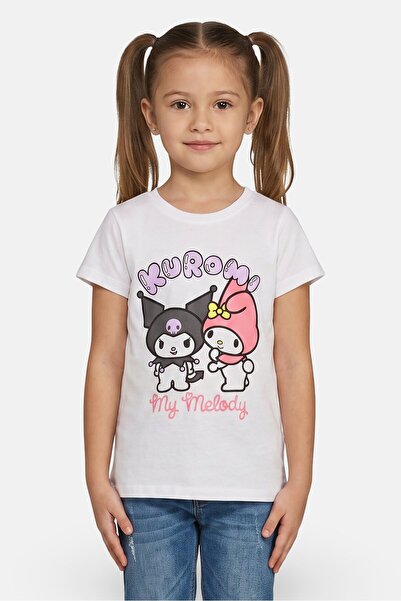 SANRIO Kids Girl Koromi And Friends Short Sleeve Top, White