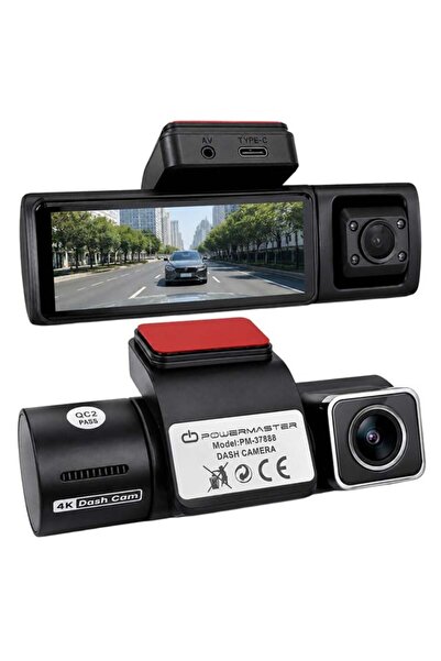 Powermaster PM-37888 4K Mini Dash Çift Lensli Araç Yol Kabin İçi Kayıt Kamerası