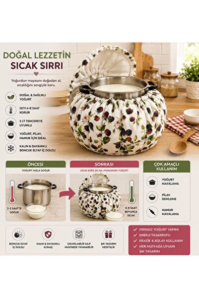 AHSEN TASARIM Yogurt, Dough Rising Cover, Bead Fiber Filled Rising Bowl Made ...