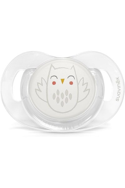 Suavinex S Prem Physiological Teat Silicone Soother, S, +0/6 m, L3, Owl White