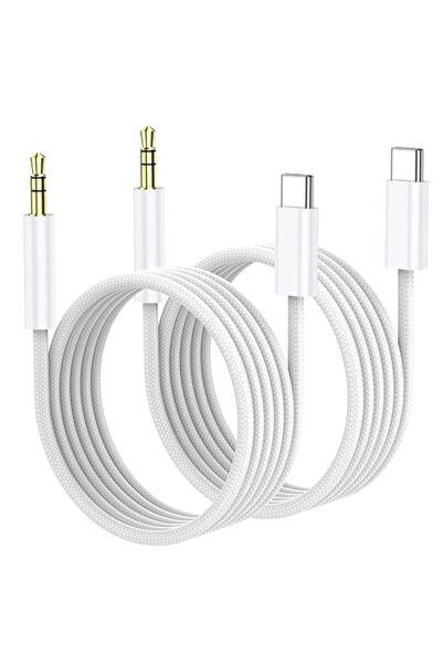 GENERAL كابل USB-C إلى مقبس صوت 3.5 ملم (1 متر، عبوة من قطعتين)، سلك Aux لأجه...