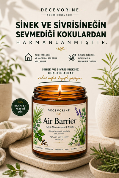 Air Barrier Karasinek Ve Sivrisinek Uzaklaştıran Dağadan Esinlenen Kokulardan Harmanlanmış Mum 210 Gr