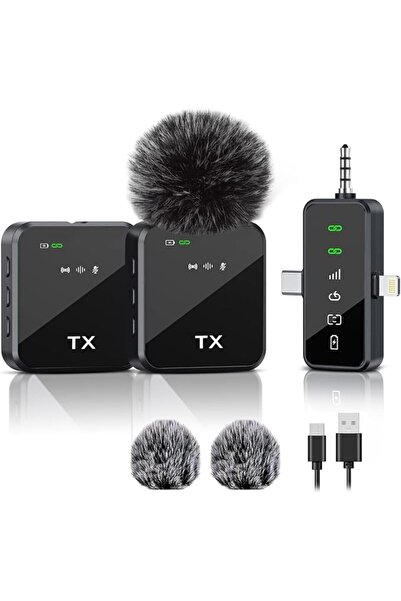 UOEPOWA 3 in 1 Microphone Wireless Lavalier, Microphone for iPhone Laptop