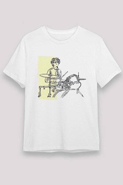 Darkhane Bateri Unisex Printed White T-Shirt - Tshirt
