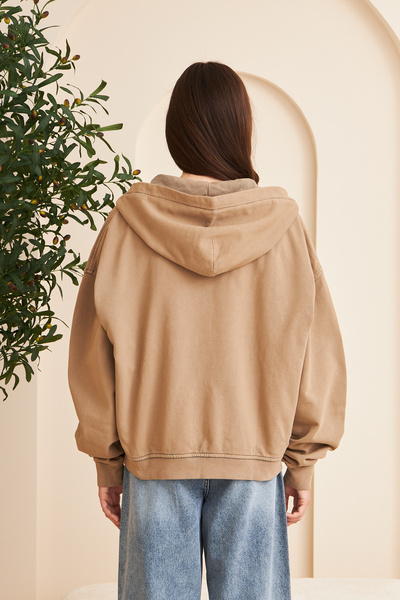 borz clo Women's Oversize Zippered Hooded Sweatshirt
