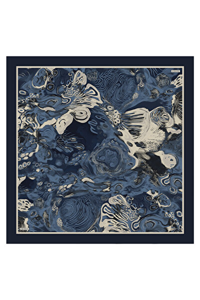 Arancia Lacivert 90X90 İpek Twill Eşarp