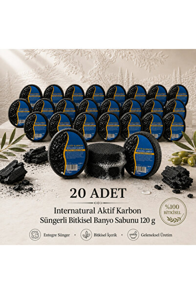 Dermolive Internatural Activated Carbon Sponge Herbal Bath Soap 20 Pack (20 X...
