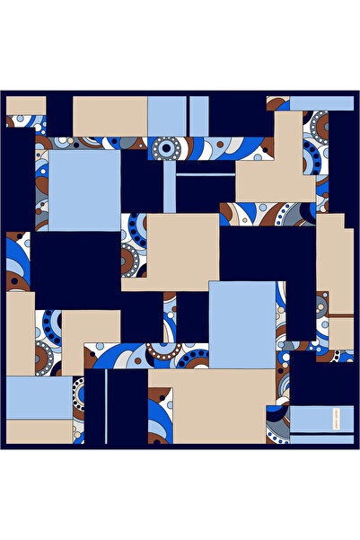 Pierre Cardin Navy Blue 90X90 Silk Crepe Satin Scarf