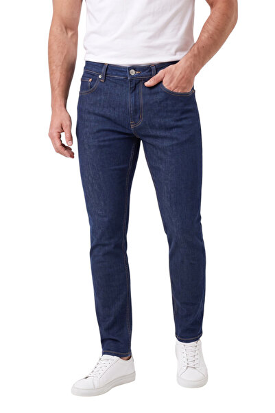 DeepSEA Men's Slim Fit Lycra Navy Blue Jeans – Narrow Leg Cotton Stretch Jean...