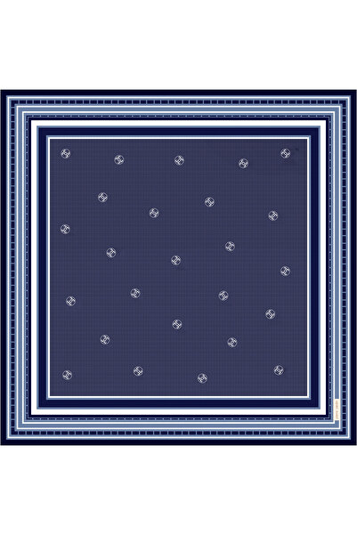 Pierre Cardin Navy Blue 90X90 Silk Crepe Satin Scarf