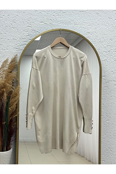 MİHRA STORE Sabisu Cold Thread Tunic with Buttoned Sleeves and Slits-Sy3310 C...