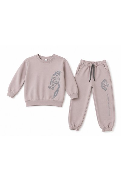 Generic Brand Children's Nordic Horse Patterned Sweatshirt and Jogger Tracksuit Set