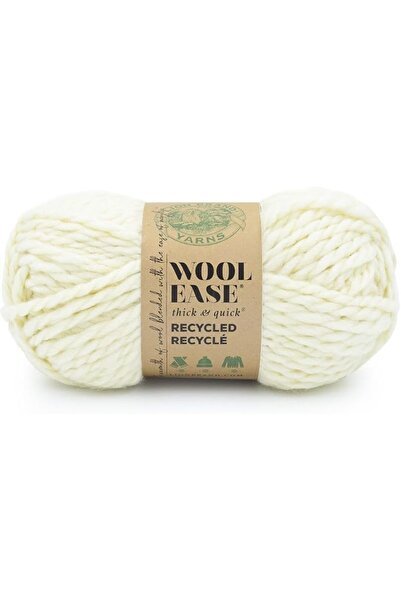 Lion Brand Yarn Wool-Ease T&Q Recycled Yarn, Cream