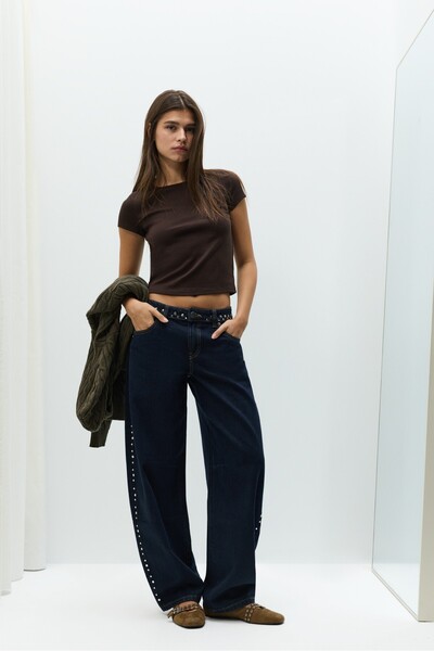 LEFTIES Zımbalı barrel jean