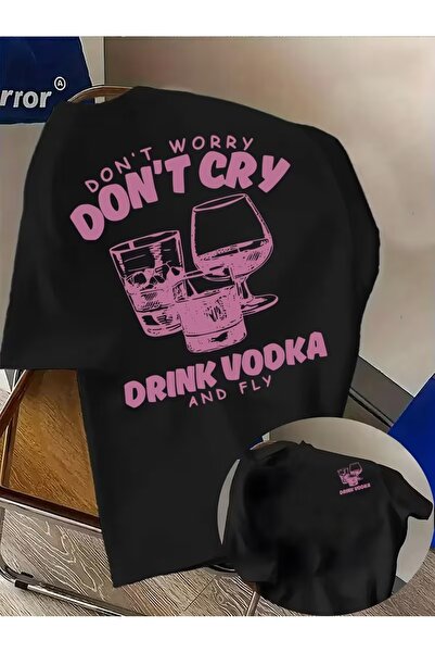 AEMİ Unisex Dont Cry Printed Oversize Crew Neck T-Shirt