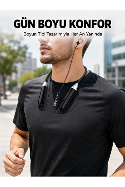 Boyun Tipi Bluetooth Kulaklık Kablosuz Mikrofonlu Uzun Kullanım Süreli Müzik ve Telefon Görüşme Kula