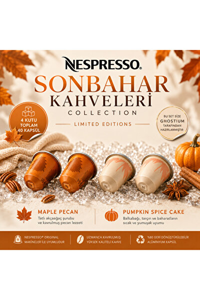 Nespresso Sonbahar Seçkisi 4'lü set Maple Pecan - Pumpkin Spice Cake ( 40 Kap...