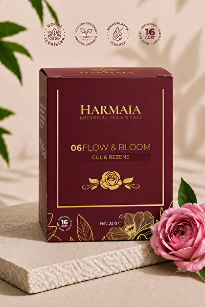 HARMAIA Flow & Bloom Tea- Gül ve Rezeneli Regl Çayı- 16’lı Poşet Çay, 32 gr