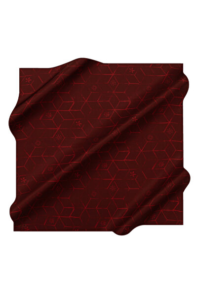 Aker Bordo 90X90 İpek Krep Saten Eşarp