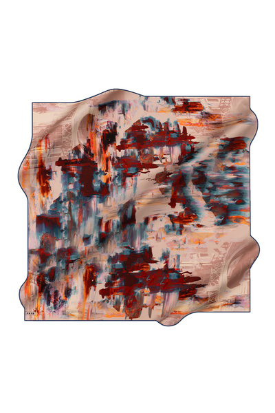 Aker Bej 90X90 İpek Krep Saten Eşarp