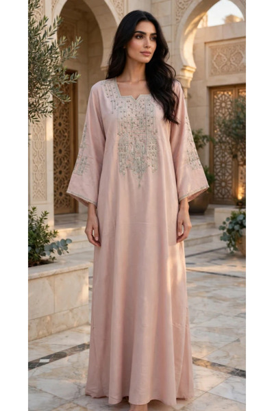 IKKXA Embellished Sweetheart Square Neck Flowing Maxi Jalabiya