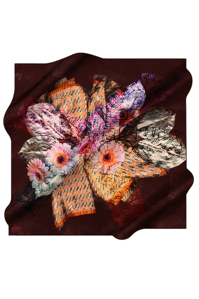 Aker Burgundy 90X90 Silk Twill Scarf