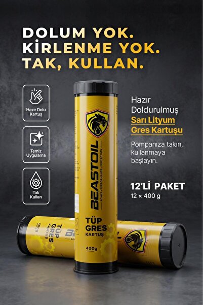 beastoil Lityum Sarı Gres Kartuşu 400 g (12 Adet)