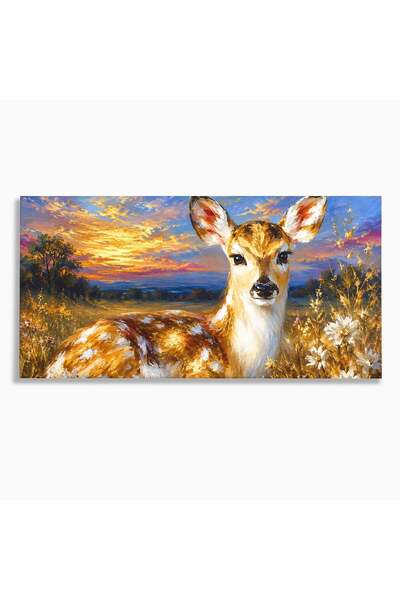 Luxcanva Tablou Canvas Caprioara La Apus 100x50 cm pe Sasiu Lemn Caprioara Ap...