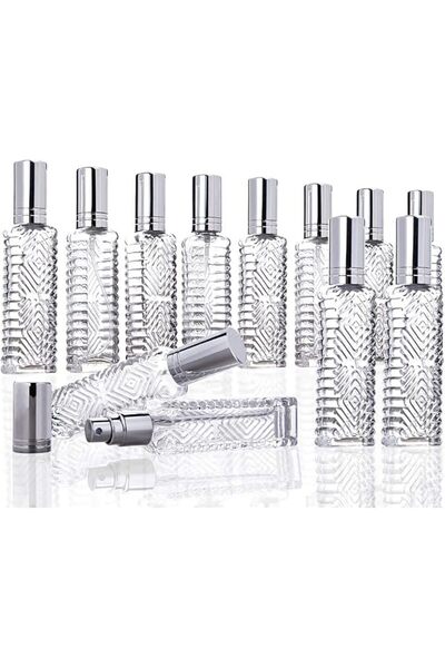 EXCEFORE 12 قطعة من زجاجات رذاذ العطور الفارغة، زجاجات رذاذ زجاجية شفافة محفو...