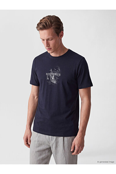 LC Waikiki Rmz Gi̇yi̇m Farkiyla Zero Roba Collar Men's Printed T-Shirt