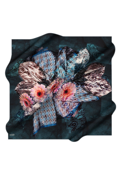 Aker Turquoise 90X90 Silk Crepe Satin Scarf