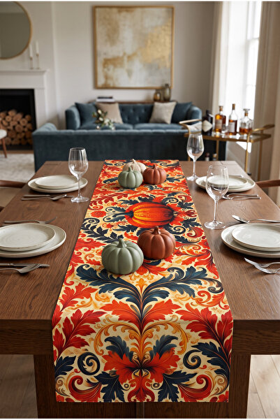 Softifyhome Autumn Themed Pumpkin Patterned Runner Tablecloth 40X140 cm – Dig...