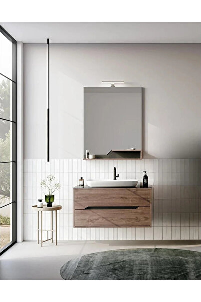 ORKA Galia 100 cm Lidya Banyo Dolabı Takımı – Seramik Lavabo ve LED Aynalı