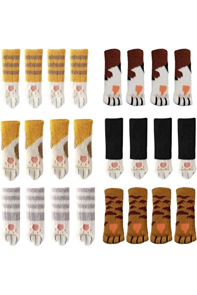 KASTWAVE 24 PCS Cute Cat Paws Chair Socks - Anti-Scratch & Noise Furniture Le...