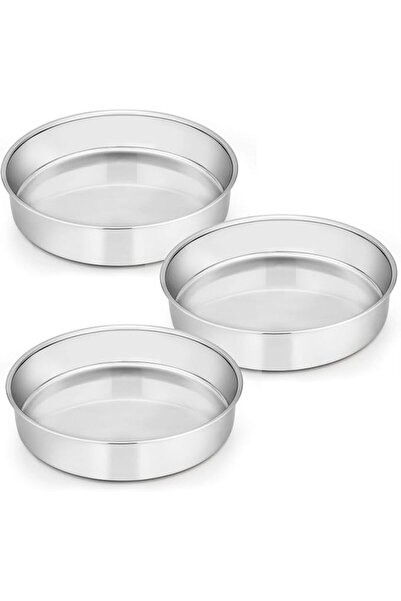 GENERAL 27.9 cm Cake Pan Set with 3 Pieces, E-far Stainless Steel Round Cake ...
