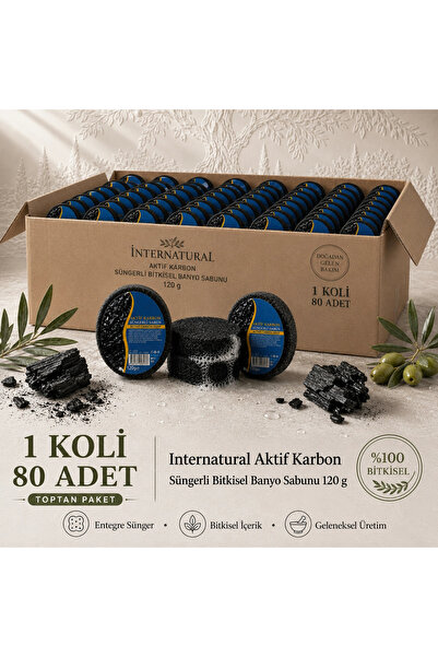 Dermolive Internatural Activated Carbon Sponge Herbal Bath Soap 80-Pack Box (...