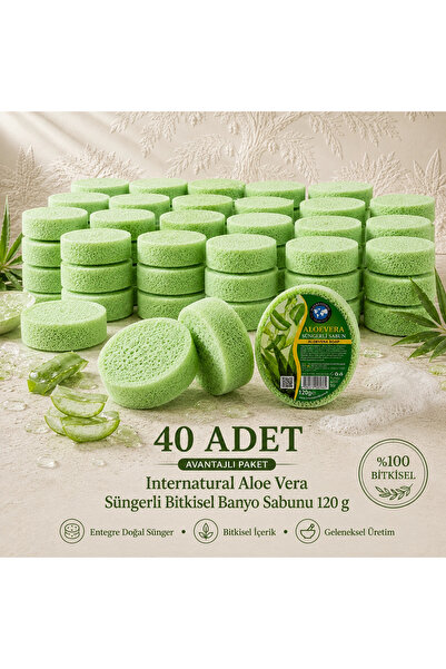 Dermolive Internatural Aloe Vera Herbal Bath Soap with Sponge 40 Pack (40 X 1...
