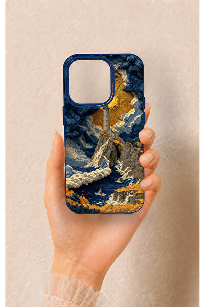 Vip Case iPhone 14 Pro Uyumlu Deniz Feneri Desenli Silikon Kılıf
