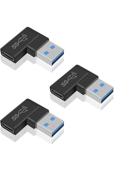 ELECDON 3 Pack Right Angle USB C to USB Adapter, 10 Gbps 90 Degree USB C Fema...