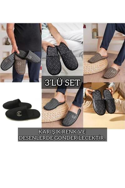 WOSSE 3 LÜ SET YUMUŞAK ERKEK EV TERLİĞİ MİSAFİR TERLİĞİ