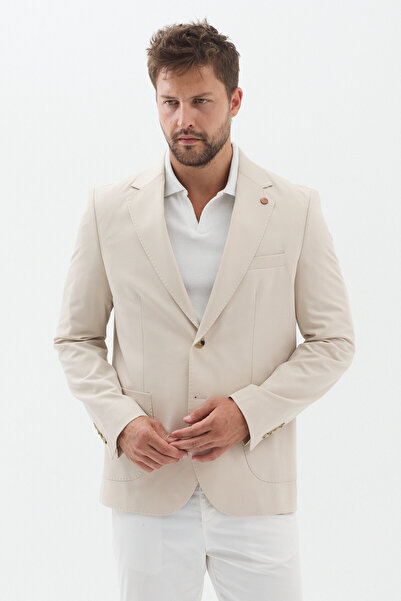 Frappoli Wilson Men's Light Beige Cotton Blend Cool Summer Fabric Slim Fit Ha...