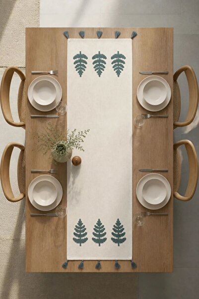 Comfort Craft Buldan Fabric Punch Embroidered Table Runner |   Tasseled Decor...