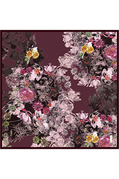 Pierre Cardin Burgundy 90X90 Silk Crepe Satin Scarf