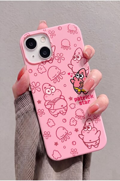 KVK PRİVACY iPhone 13 / 14 / 15 Uyumlu Patrick Star Desenli Pembe Soft Touch ...