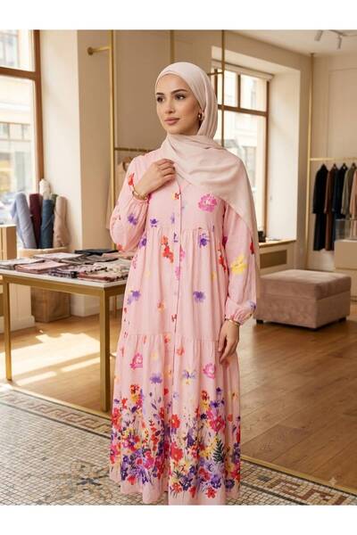 FRESH FASHION فستان صيفي من مودال مانجو بتصميم تنورة مزينة بنقوش مائية (المقا...