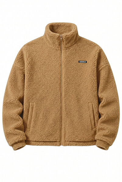 GENIUS STORE Oversize Peluş Erkek İçi Polarlı Tam Fermuarlı Sherpa Sonbahar K...