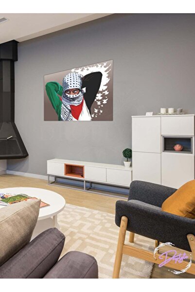 Droplyte لوحة فنية جدارية مزخرفة بتصميم "أنا فلسطين" من الورق المقوى وMDF لدي...
