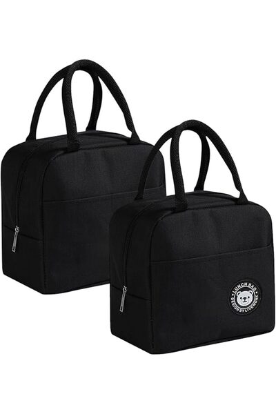 ECVV 2pack Black Lunch Bag Reusable Insulated Lunch Tote Bag Waterproof and D...
